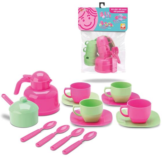 Imagem de Brinquedo Kit Chá Infantil Acessórios Para Cozinha Meninas Rosa Silmar Brinquedos