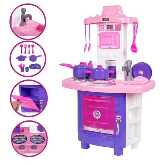 Imagem de Brinquedo Kit Cozinha Fogão Infantil Completa Interativa Pia Sai Água Grande