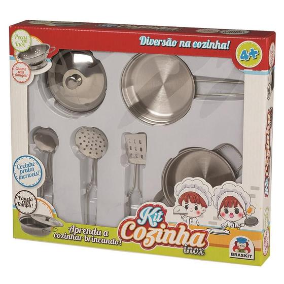 Imagem de Brinquedo Kit Cozinha Inox Panelas Braskit