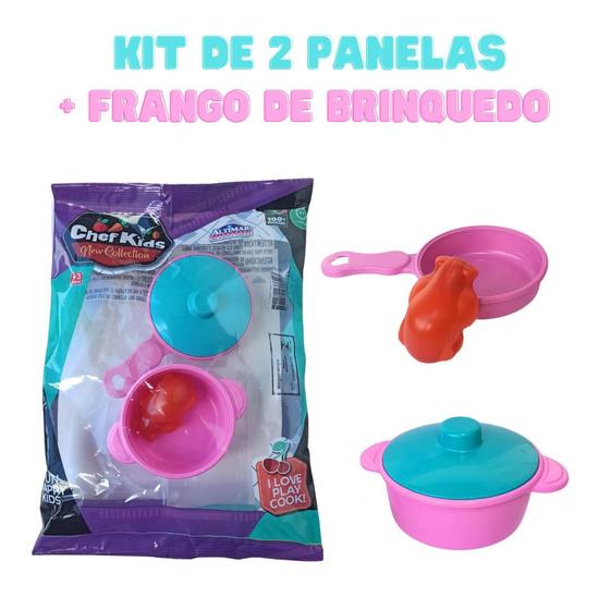 Imagem de Brinquedo Kit de 2 Panelas + Frango de Brinquedo