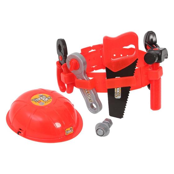 Imagem de Brinquedo Kit de Ferramentas Infantil Cinto Capacete 9 Peças