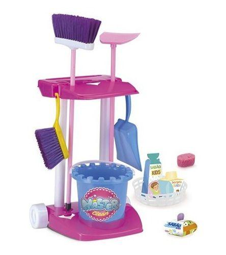 Imagem de Brinquedo Kit De Limpeza Infantil Criança Vassourinha, Pá, Rodo e Balde