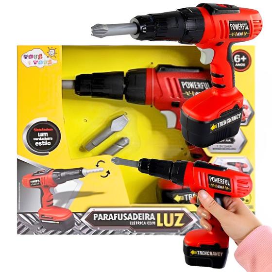 Brinquedo Kit Furadeira Parafusadeira Elétrica a Pilhas Luz Brocas ...