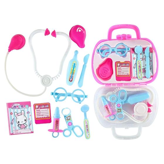 Brinquedo Kit Maleta de Médico Infantil Rosa Bolsa Médica Enfermeira ...