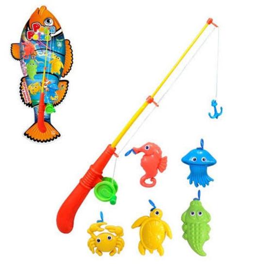 Imagem de Brinquedo Kit Pescaria Infantil Peixes Pesca 9 Peças