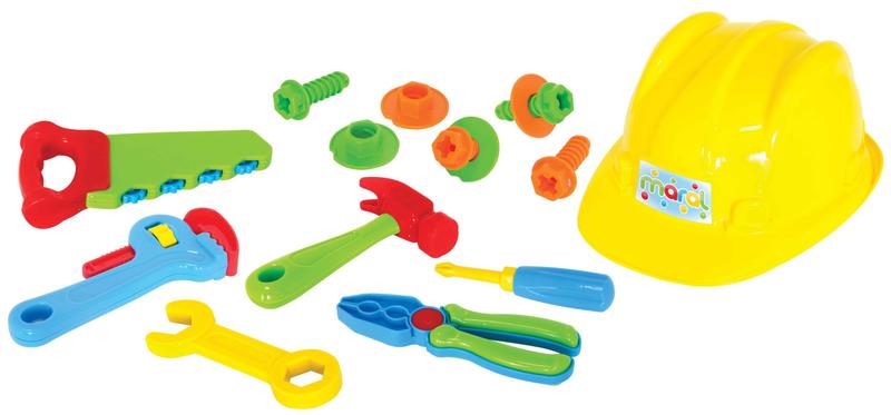 Imagem de Brinquedo Kit Super Ferramentas Infantil Com Capacete 15 Peças Maral Colorido