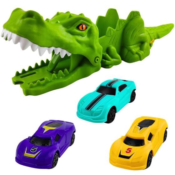 Imagem de Brinquedo Lançador De Carros C/ 3 Carrinhos Jacaré crocodilo