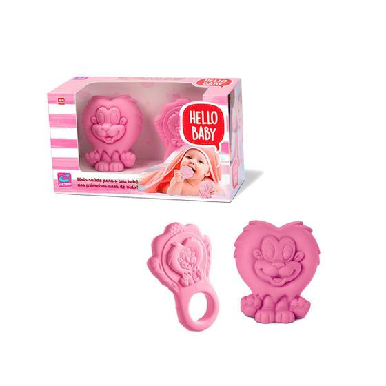 Imagem de Brinquedo Leãozinho E Mordedor Infantil Hello Baby Rosa