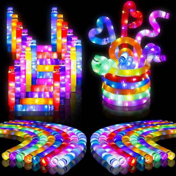 Imagem de Brinquedo LED Pop Tubes com Luzes - Pacote com 15 Unidades para Festas Infantis