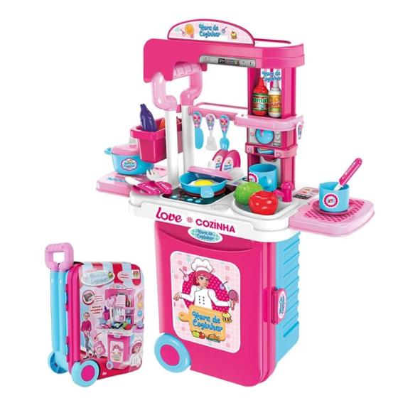 Imagem de Brinquedo Maleta C/ Rodinhas Acessórios de Cozinha Infantil