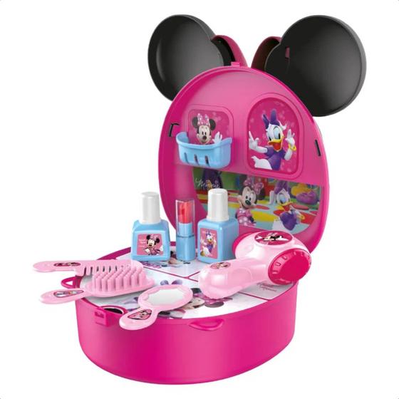 Imagem de Brinquedo Maleta com Alça Cabeleireira Minnie com Acessórios Faz de Conta Diversão Brincadeira Multikids - BR1560