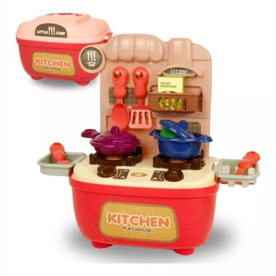 Imagem de Brinquedo Maleta Cozinha Infantil Rosa de 19 Peças