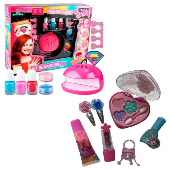 Imagem de Brinquedo Manicure Infantil C/ Esmalte e Kit Bolsa Maquiagem