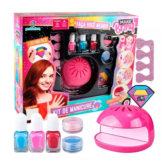 Imagem de Brinquedo Manicure Menina Esmaltes Lixa Secador Antialérgico Make Brinq