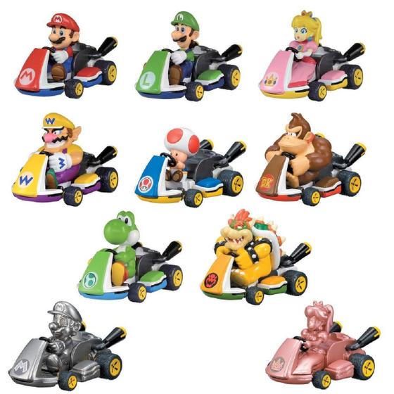 Imagem de Brinquedo Mario Kart Figuras Pullbacks Carrinho Surpresa Fun