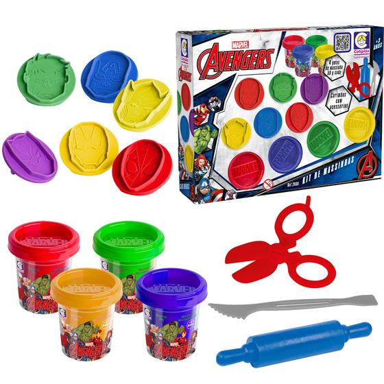 Imagem de Brinquedo Massinha Infantil Heróis Vingadores Com Acessórios E Moldes Carimbo Divertido Para Crianças - Cotiplás