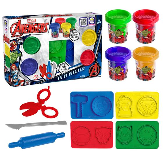 Imagem de Brinquedo Massinha Infantil Heróis Vingadores Com Acessórios E Moldes Super Herói Para Crianças - Cotiplás