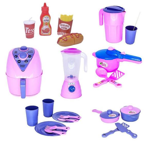 Imagem de Brinquedo Menina Cozinha Infantil Comidinhas Air Fryer 24Pç