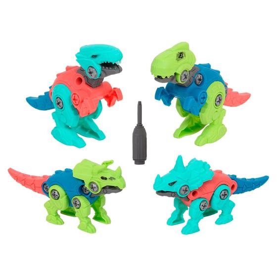 Imagem de Brinquedo Menino Kit Dinossauro Infantil De Montar 4 Peças