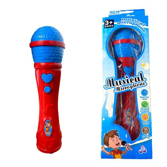 Imagem de Brinquedo Microfone Musical Rosa E Azul Sai Voz Com Sons Divertidos OFERTA!