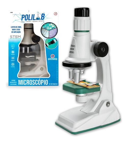 Imagem de Brinquedo Microscópio Polilab Com 3 Lentes de Ampliação 1200