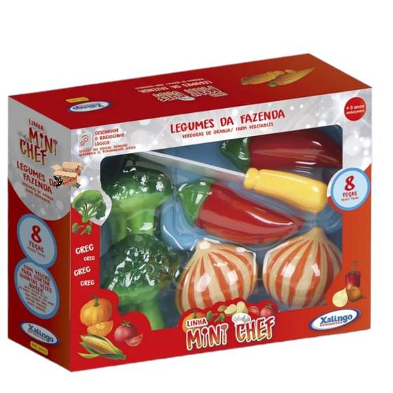 Imagem de Brinquedo Mini Chef Infantil Comidinha Frutas Verduras ou Legumes Com tiras autocolantes - Xalingo