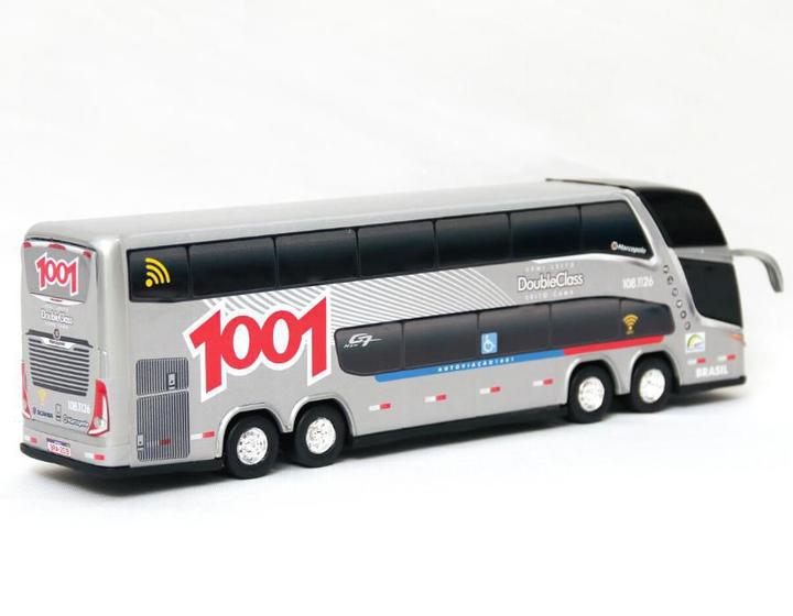 Imagem de Brinquedo Miniatura Ônibus Viação 1001 Prata 30Cm