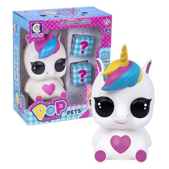 Imagem de Brinquedo Mochilinha Cofre Pop Surprise Pets Unicórnio com Duas Caixas Surpresa Sortidos Cotiplás - 2395