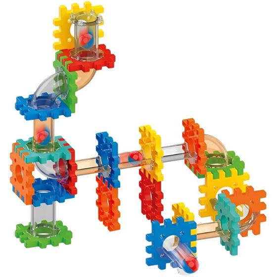 Imagem de Brinquedo Modular 49 Peças Blocos De Montar Circuito pra Bolinha Colorido Meninos e Meninas