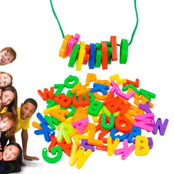 Imagem de Brinquedo Montar Letras Plástico Interativo Colorido