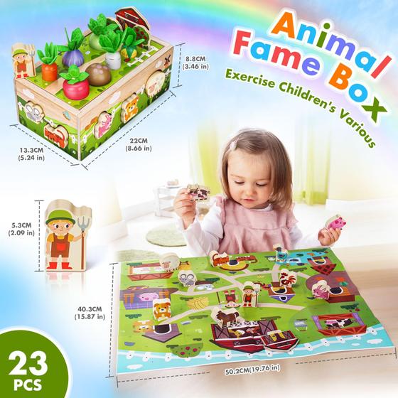 Brinquedo Montessori Wooden Sensory para crianças de 1 a 2 anos com acessórios - Mumua