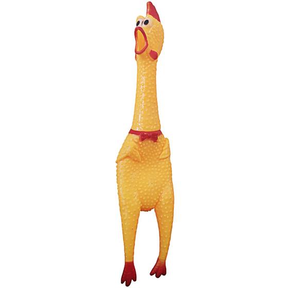 Imagem de Brinquedo Mordedor Borracha Pet Frango com Apito Som e textura para Cachorros - Grande - Javick