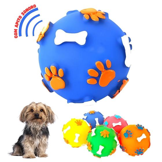 Imagem de Brinquedo Mordedor Cachorro Pet Bola Osso Pata com Apito