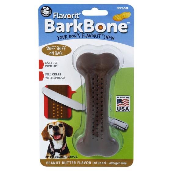 Imagem de Brinquedo Mordedor Cães Pet Qwerks Bark Bone Peanut Butter M