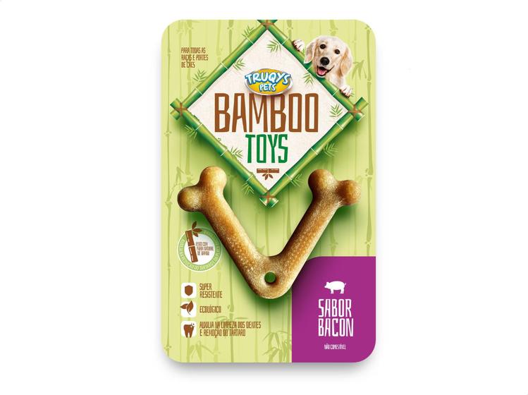 Imagem de Brinquedo Mordedor Cães Truqys Osso Bamboo Bacon V Pequeno - TRUQYS PETS