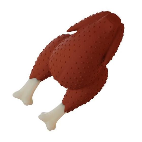 Imagem de Brinquedo Mordedor com Apito para Cães e Gatos em Látex Atóxico - Frango Assado - Latoy