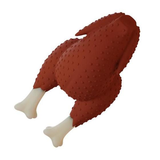 Imagem de Brinquedo Mordedor com Apito para Cães e Gatos em Látex Atóxico - Frango Assado - Latoy