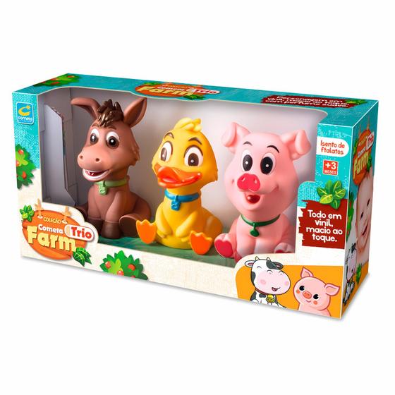 Brinquedo Mordedor Farm Baby Infantil Bonecos Em Vinil Para Bebês Menina Menino - Cometa
