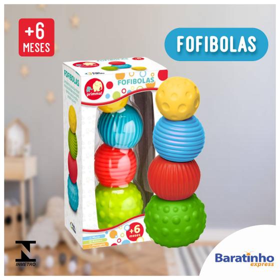 Imagem de Brinquedo Mordedor Fofibolas Empilhar Bolas Coloridas Macio