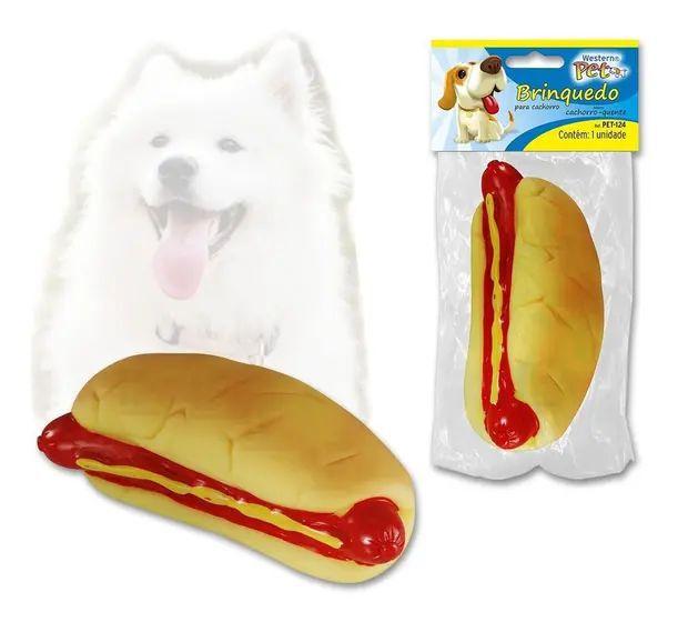 Imagem de Brinquedo Mordedor Para Cachorro Com Som Hot Dog Western