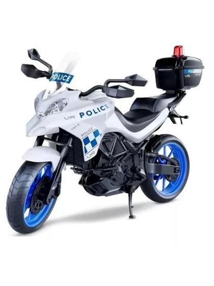 Imagem de Brinquedo Moto Policia Grande Realista Abre E Fecha Baú