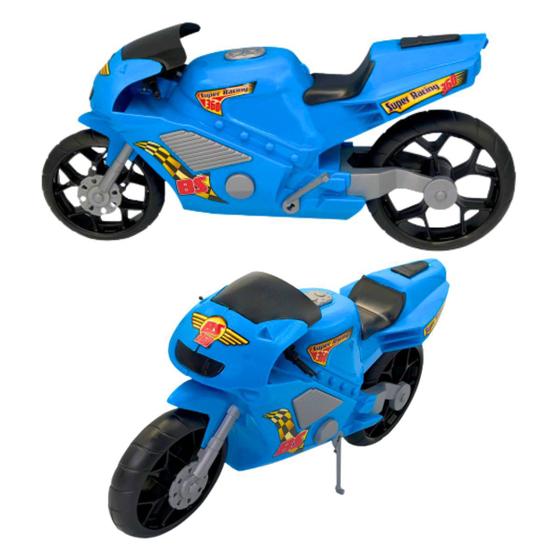 Imagem de Brinquedo Moto Super Racing Miniatura Roda Esportiva Azul