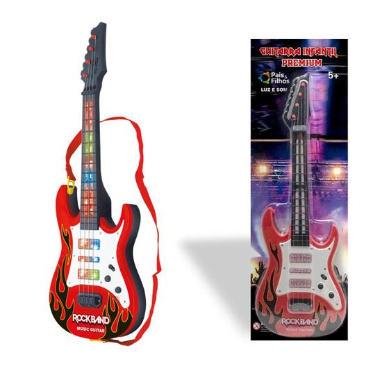 Imagem de Brinquedo Musical Guitarra Premium Infantil Com Luz E Som