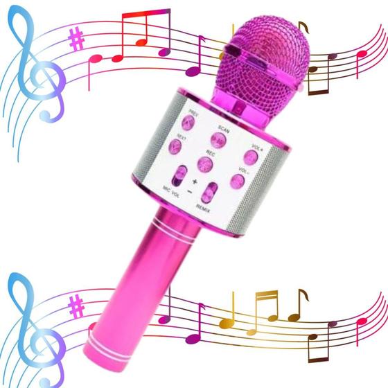 Imagem de Brinquedo Musical Microfone Pink Karaoke Bluetooth Caixa De Som - KTV