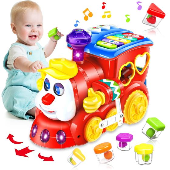 Imagem de Brinquedo Musical Trem HSNEOI para Bebês (6 a 18 Meses) - Com Blocos