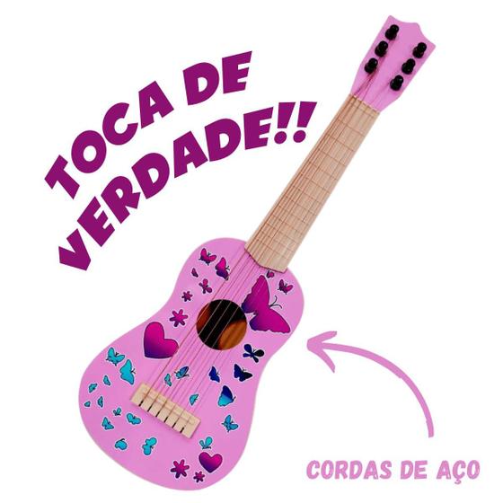 Imagem de Brinquedo Musical Violão Rosa Estampado c/ 06 cordas DM