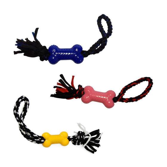 Imagem de Brinquedo Napi Mordedor Corda com Osso para Cães - Cores Sortidas