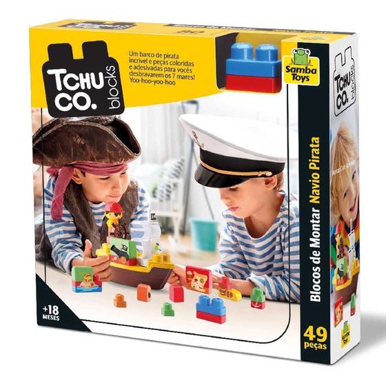 Imagem de Brinquedo Navio Pirata Blocks Com 49 Peças Blocos De Montar samba toys