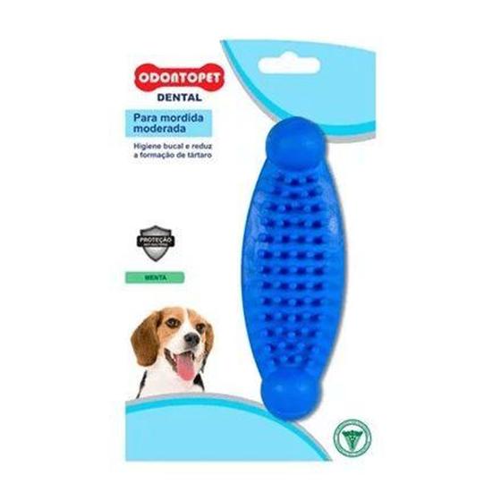Imagem de Brinquedo Odontopet DentalBone Massageador - Mordida moderada- Cães até  7kg -Menta-Azul