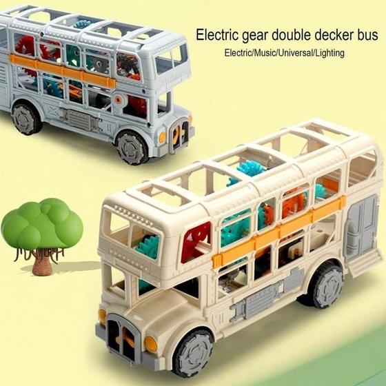 Imagem de Brinquedo Ônibus Retrô Engrenagens Luz E Som Bate E Volta Divertido